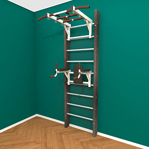 Брашированная шведская стенка "Кастерли" Black ТБ (Белые ступени)