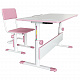 Комплект для двоих растущая парта-трансформер + регулируемые стулья Polini Kids City D2 (белый/розовый)