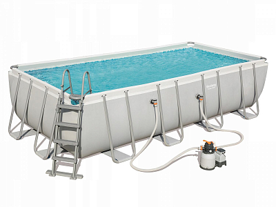 Каркасный прямоугольный бассейн 549х274х122см, 14812л, песочн.фил-нас5678л/ч, тент, лест., диспенсер, Bestway, 56466 BW