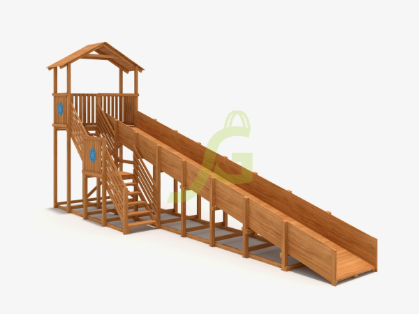 картинка Зимняя деревянная горка "IgraGrad Snow Fox (Домик)", скат 10 м от магазина Лазалка