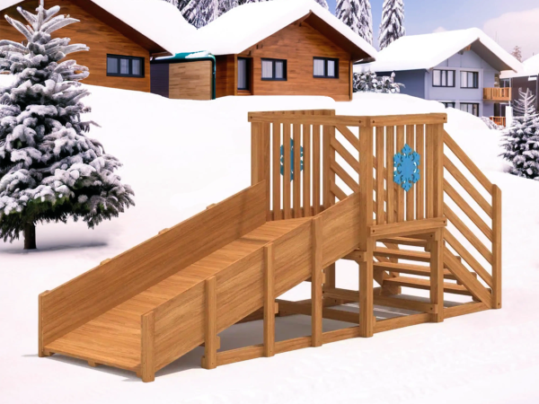 картинка Детская зимняя деревянная горка "IgraGrad Snow Fox", скат 2,8 метров от магазина Лазалка