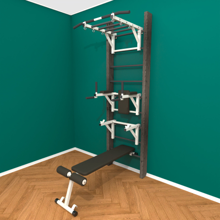 картинка Брашированная шведская стенка "Кастерли" Черный РБСШ (Черные ступени) от магазина Лазалка