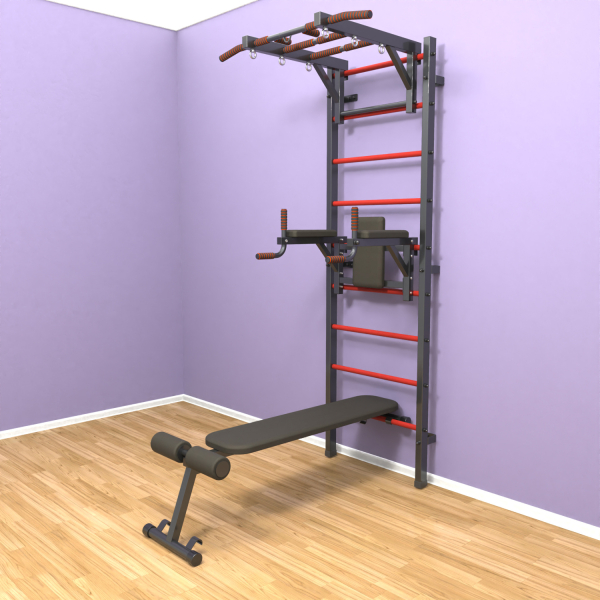 Шведская стенка «LittleSport» Graphite Long 3.0 красные ступени