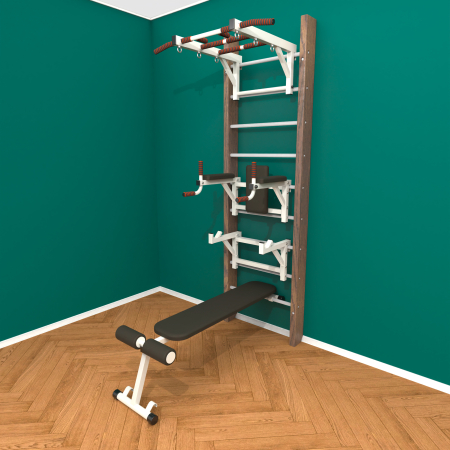 картинка Брашированная шведская стенка "Кастерли" Классик ТБCШ (Белые ступени) от магазина Лазалка