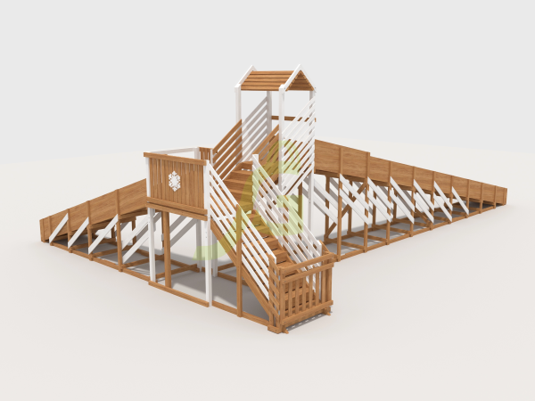 Зимняя деревянная горка "IgraGrad Snow Fox 12 м" с двумя скатами мод.724