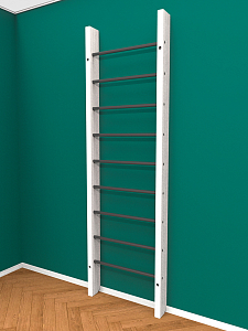 Брашированная шведская стенка "Кастерли" White (Черные ступени)