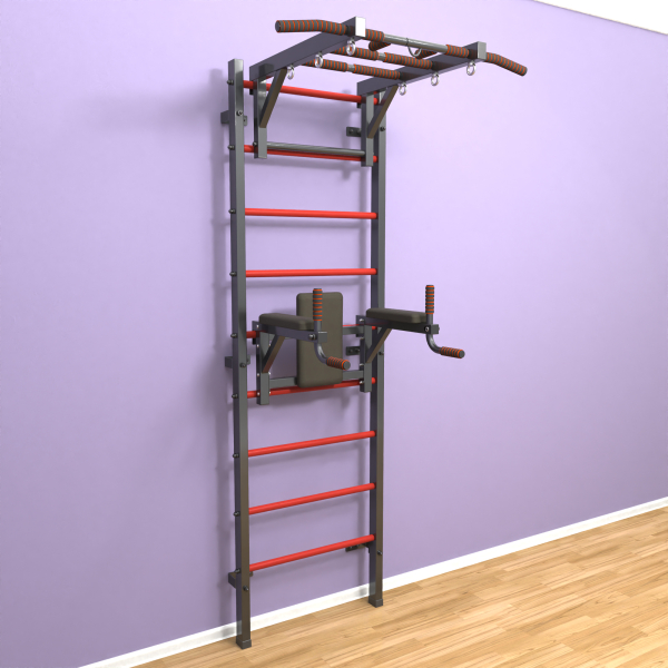 картинка Шведская стенка «LittleSport» Graphite Long 2.0 красные ступени от магазина Лазалка