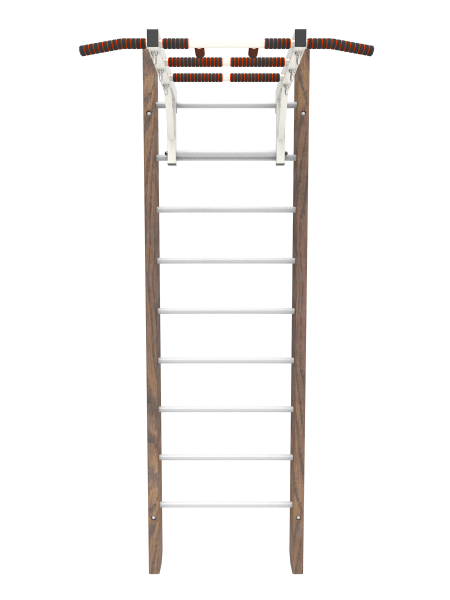 Брашированная шведская стенка "Кастерли" Classic с турником (Белые ступени)