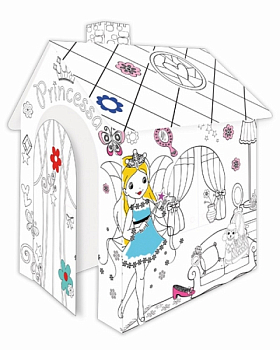 картинка Картонный домик-раскраска Mochtoys "Принцесса" 11122 от магазина БэбиСпорт